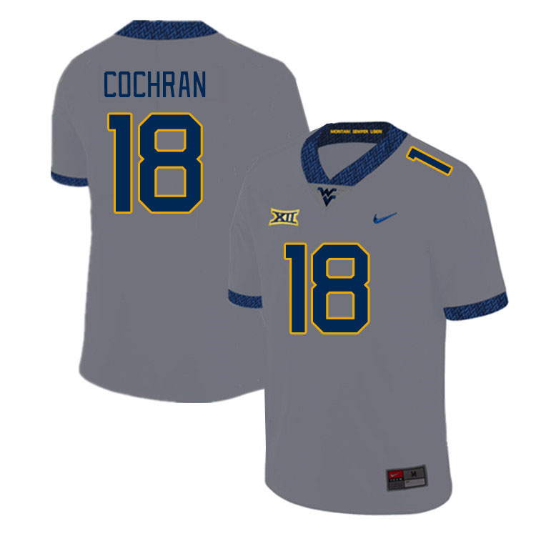 Men #18 Grant Cochran West Virginia Mountaineers College Football Jerseys Stitched Sale-Gray